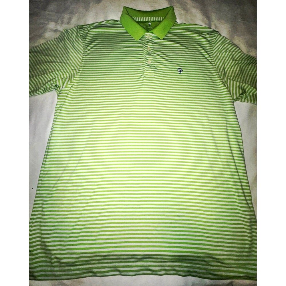Southern Shirt Men's Golf Polo L Green/White Striped Stretch Short Sleeve